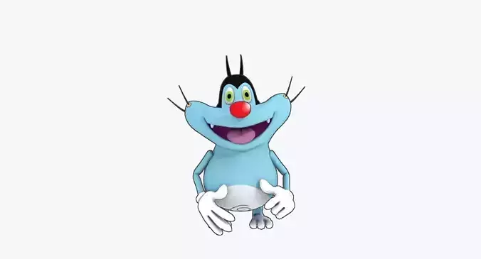 Oggy Low poly cartoon character with eyes and hair Low-poly 3D model