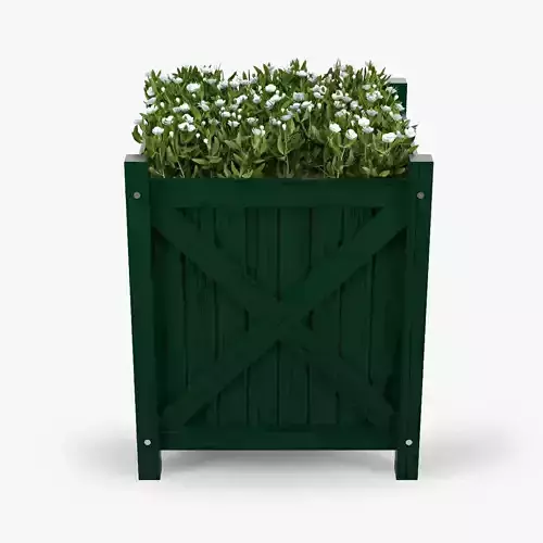 Flower wooden planter with flowers in it