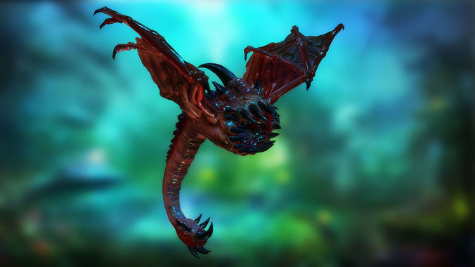 Flying worm Low-poly 3D model