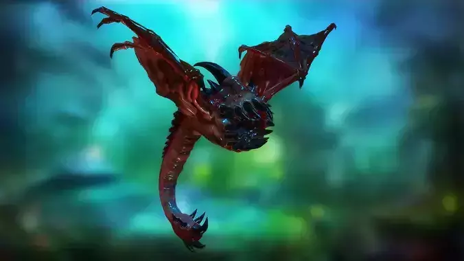 Flying worm Low-poly 3D model