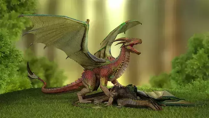 Fantasy Dragon Low-poly 3D model