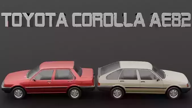 Toyota Corolla AE82 Sedan and Liftback Low-poly 3D model