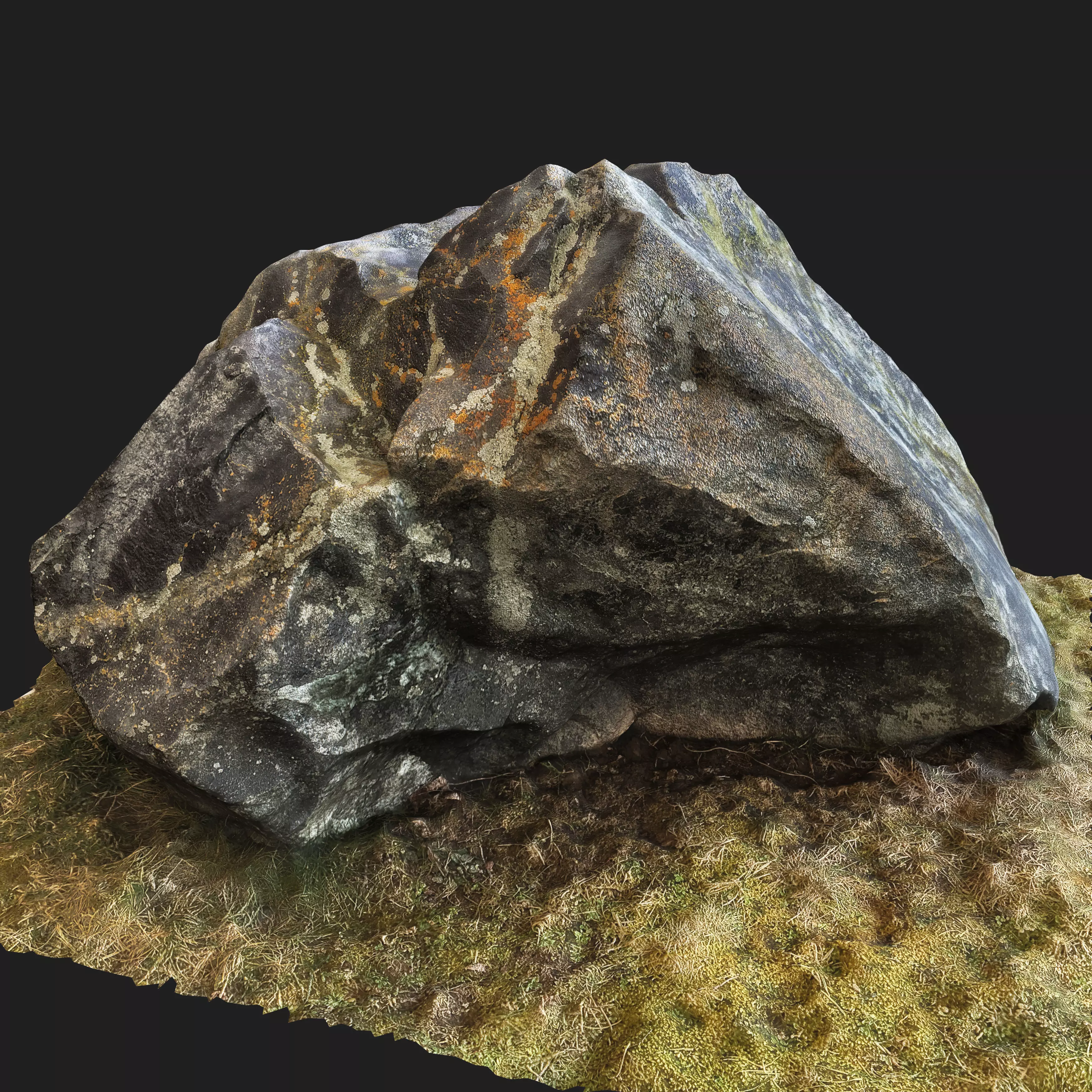 Realistic Scanned Mossy Rock 3d Model 3D model_0