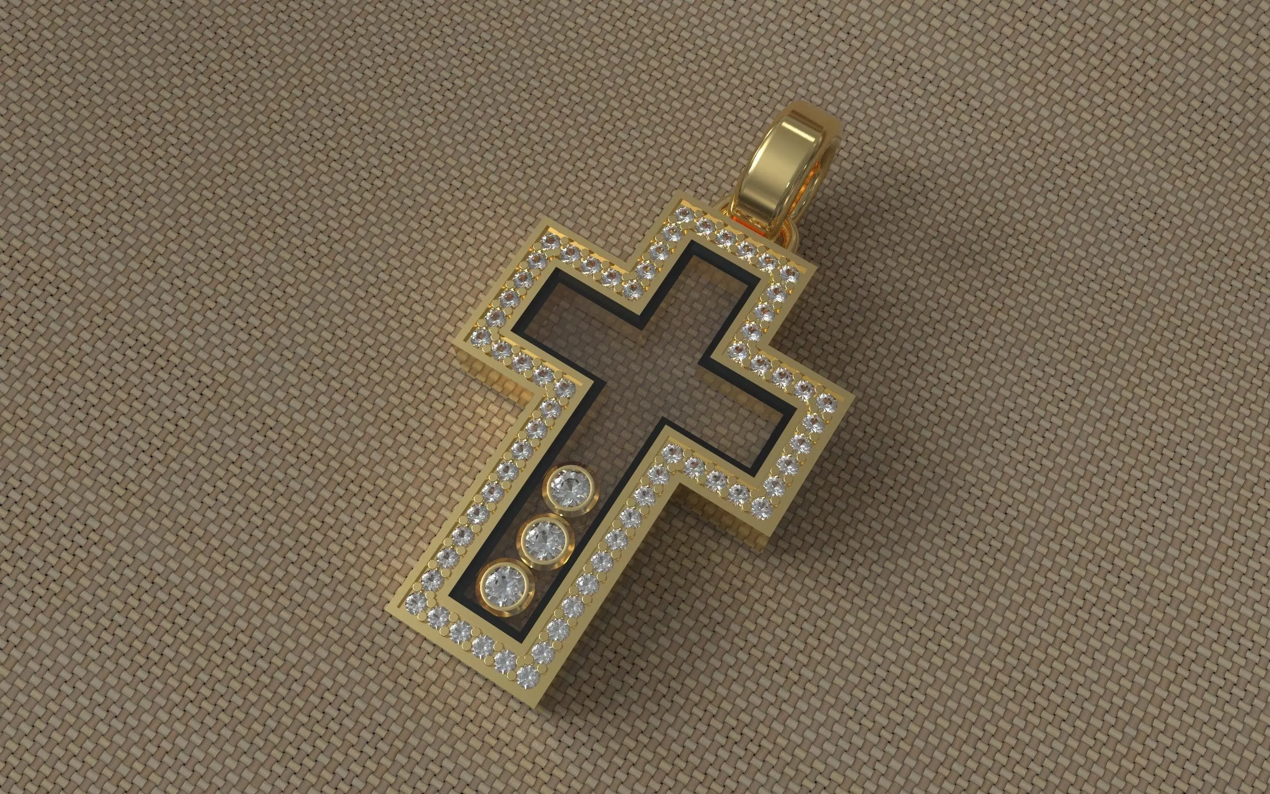 Cross with glasses and diamonds 3D print model_0