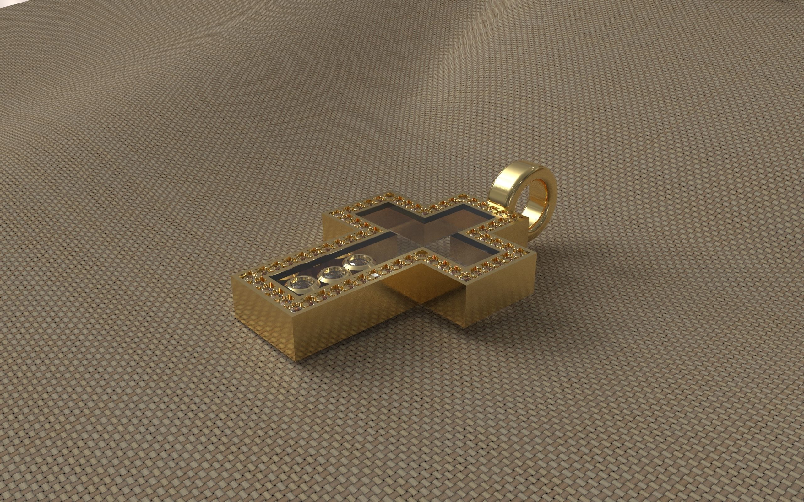 Cross with glasses and diamonds 3D print model_2