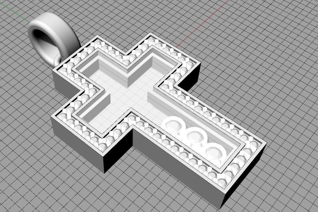 Cross with glasses and diamonds 3D print model_9