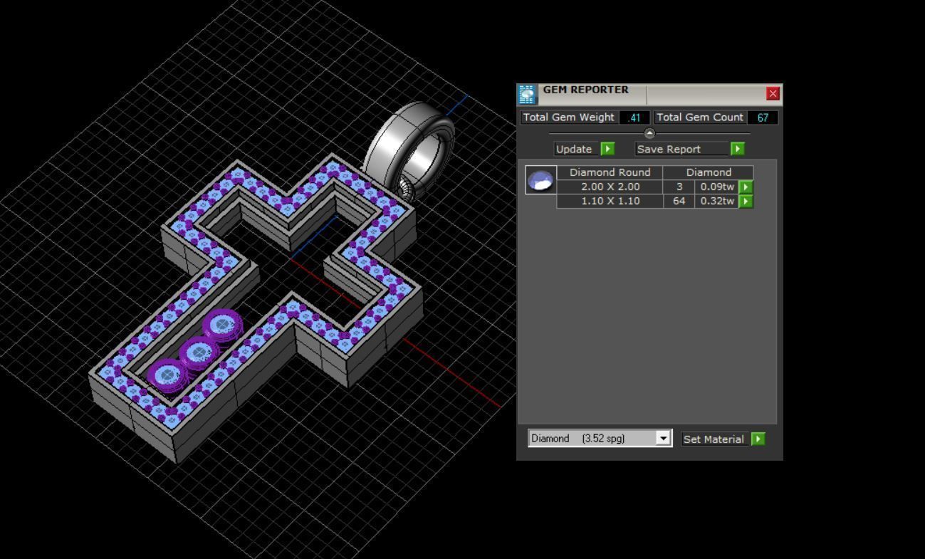 Cross with glasses and diamonds 3D print model_6
