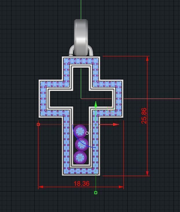 Cross with glasses and diamonds 3D print model_4