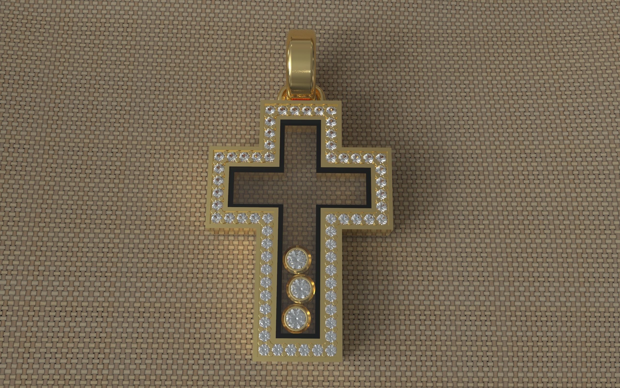Cross with glasses and diamonds 3D print model_1
