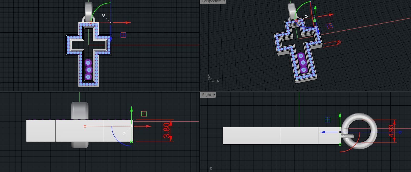 Cross with glasses and diamonds 3D print model_5