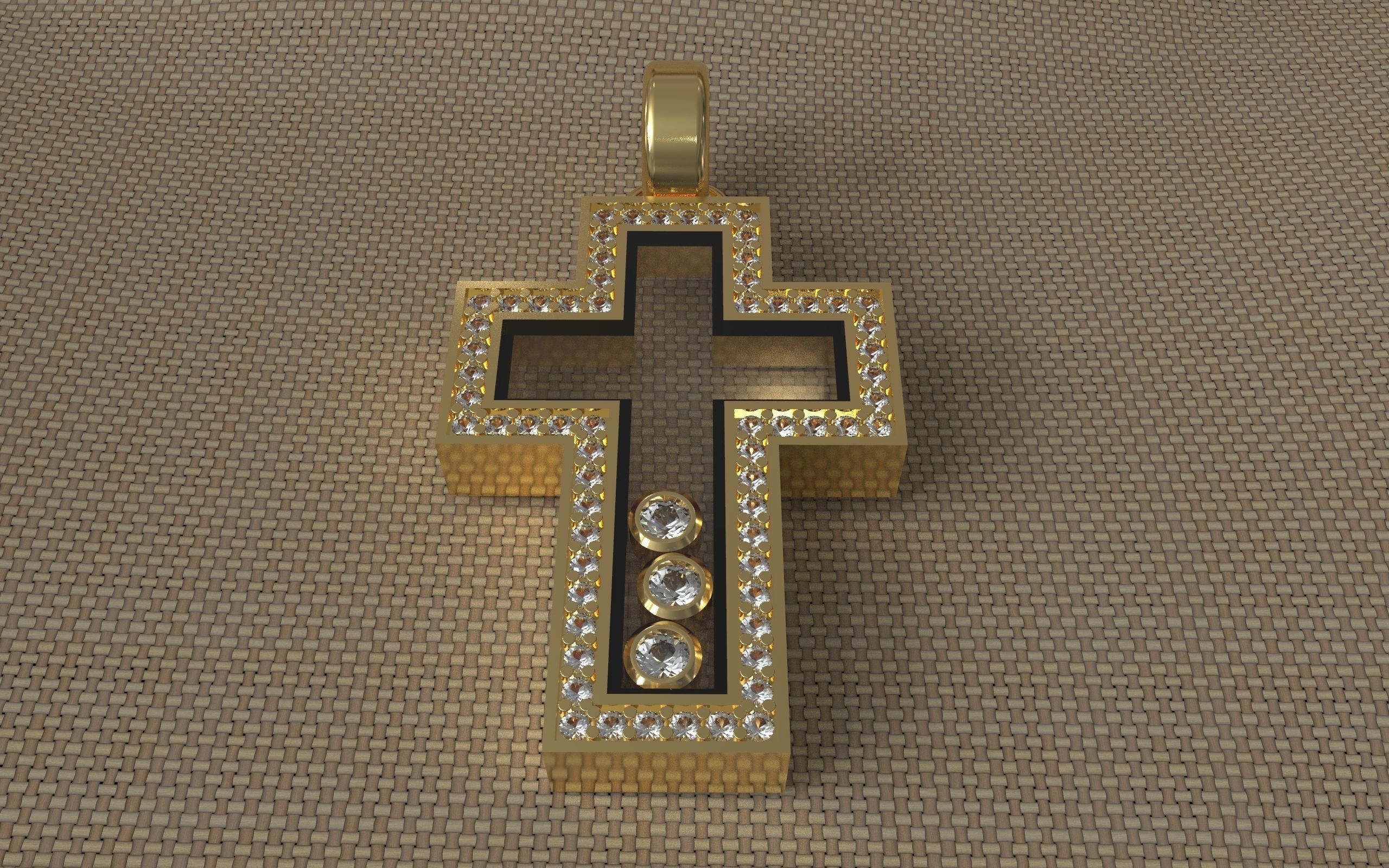 Cross with glasses and diamonds 3D print model_3