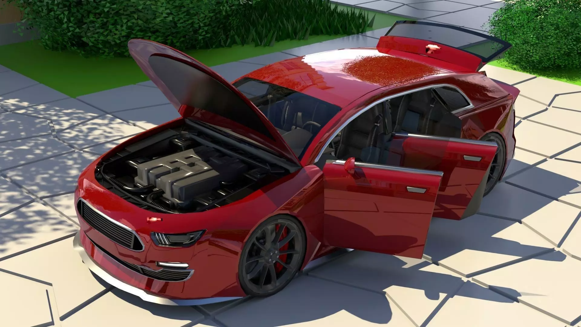 Generic Small 4 Door Hatchback With Sport Package Low-poly 3D model