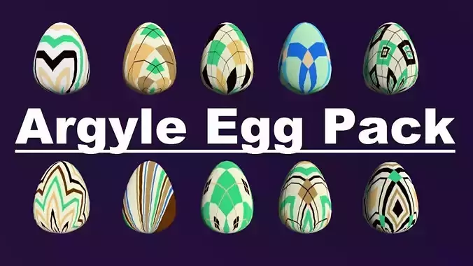Argyle Eggs Pack Collect Monster Hatching Theme dragon Low-poly 3D model