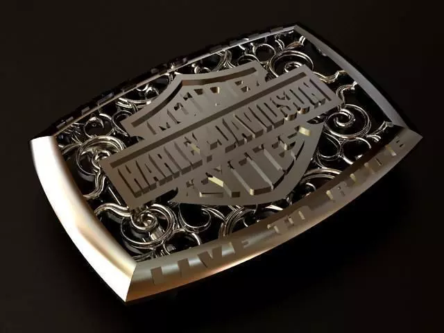 Harley Davidson Silver Belt Buckle 3D print model_0