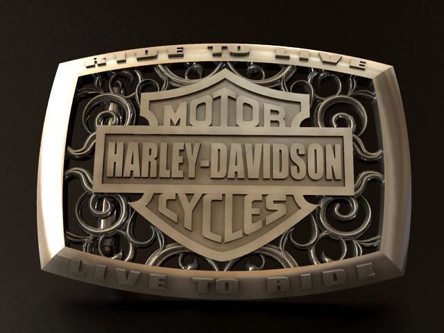 Harley Davidson Silver Belt Buckle 3D print model_7