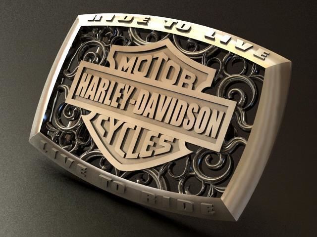 Harley Davidson Silver Belt Buckle 3D print model_6