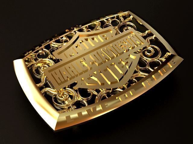 Harley Davidson Silver Belt Buckle 3D print model_1