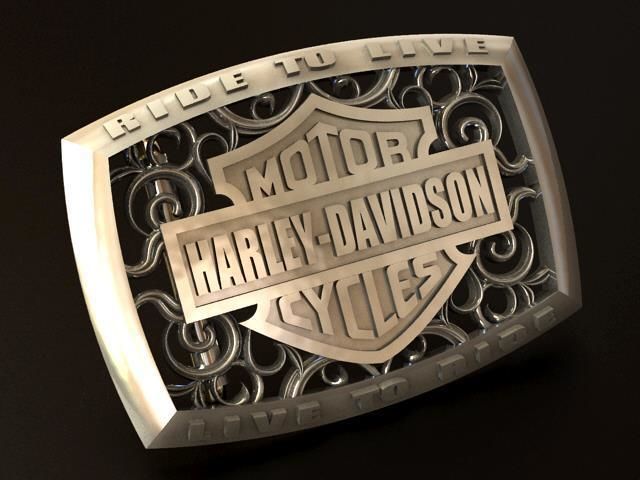 Harley Davidson Silver Belt Buckle 3D print model_3