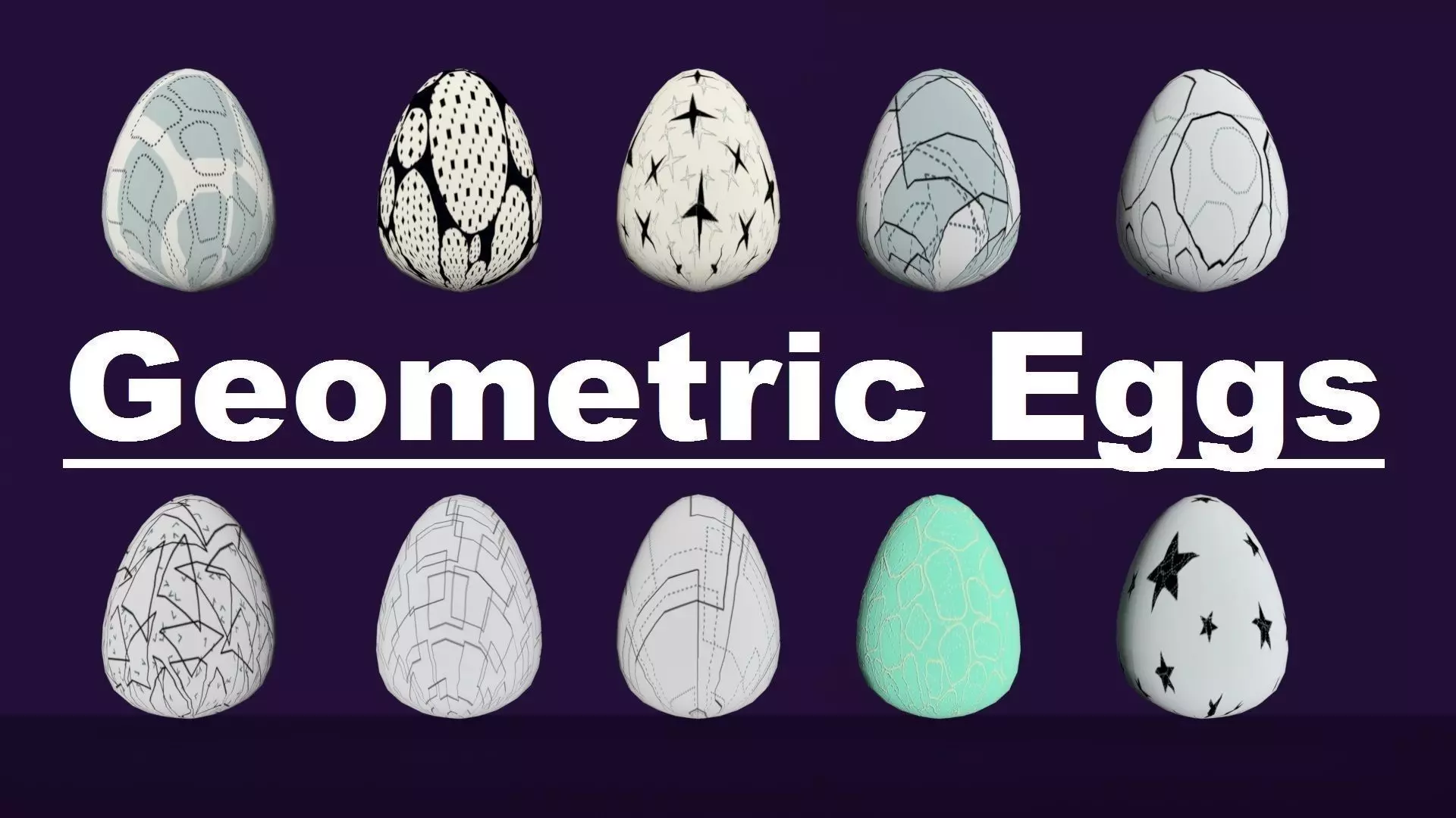 Geometric Eggs Pack Collect Monster Hatching Theme dragon Low-poly 3D model
