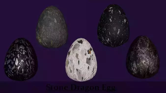 Stone Marble Dragon Eggs Pack Collect Monster Hatching Theme Low-poly 3D model