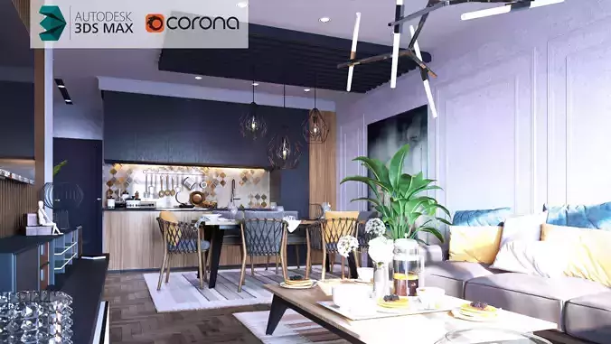 Corona Scene - Modern Living Dining Area 