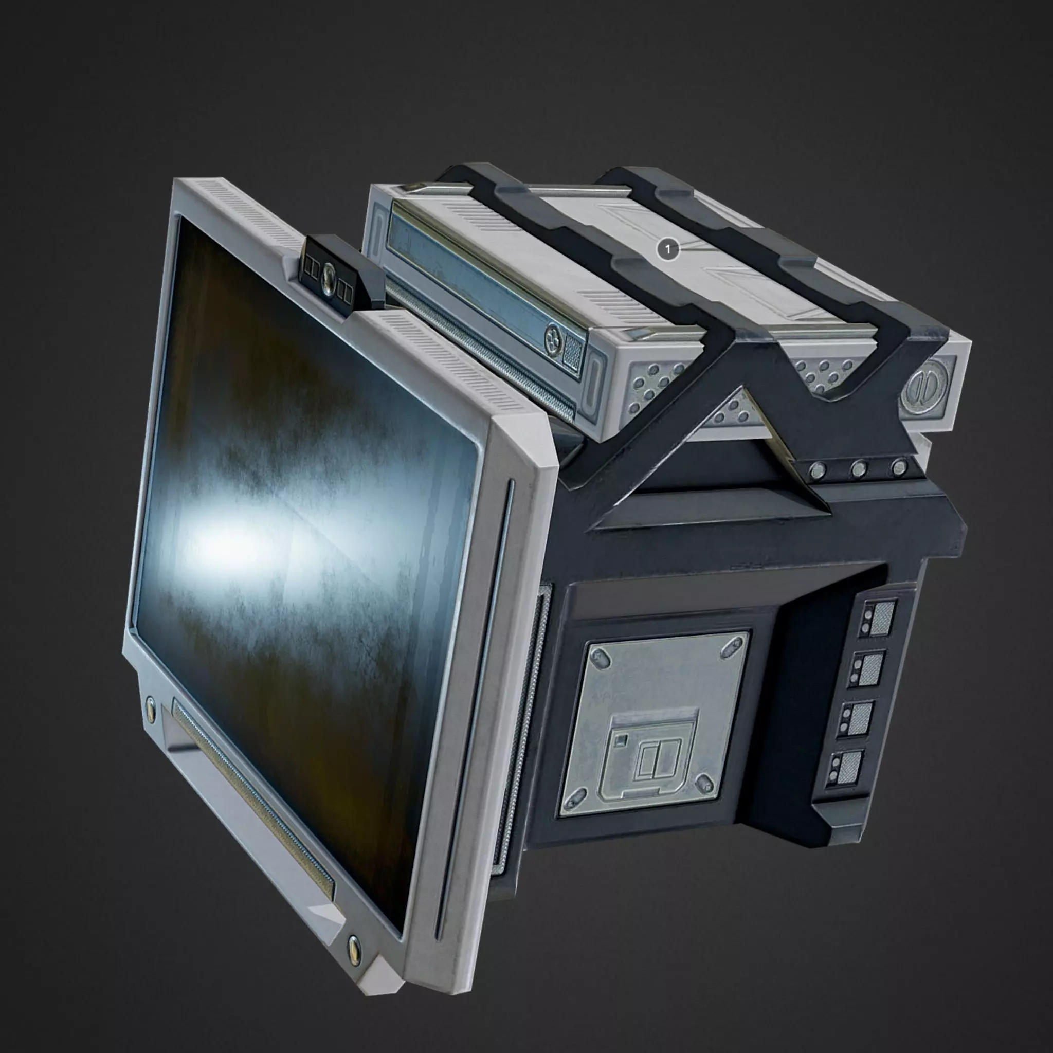 Sci-Fi Terminal PBR game-ready asset Low-poly 3D model_0