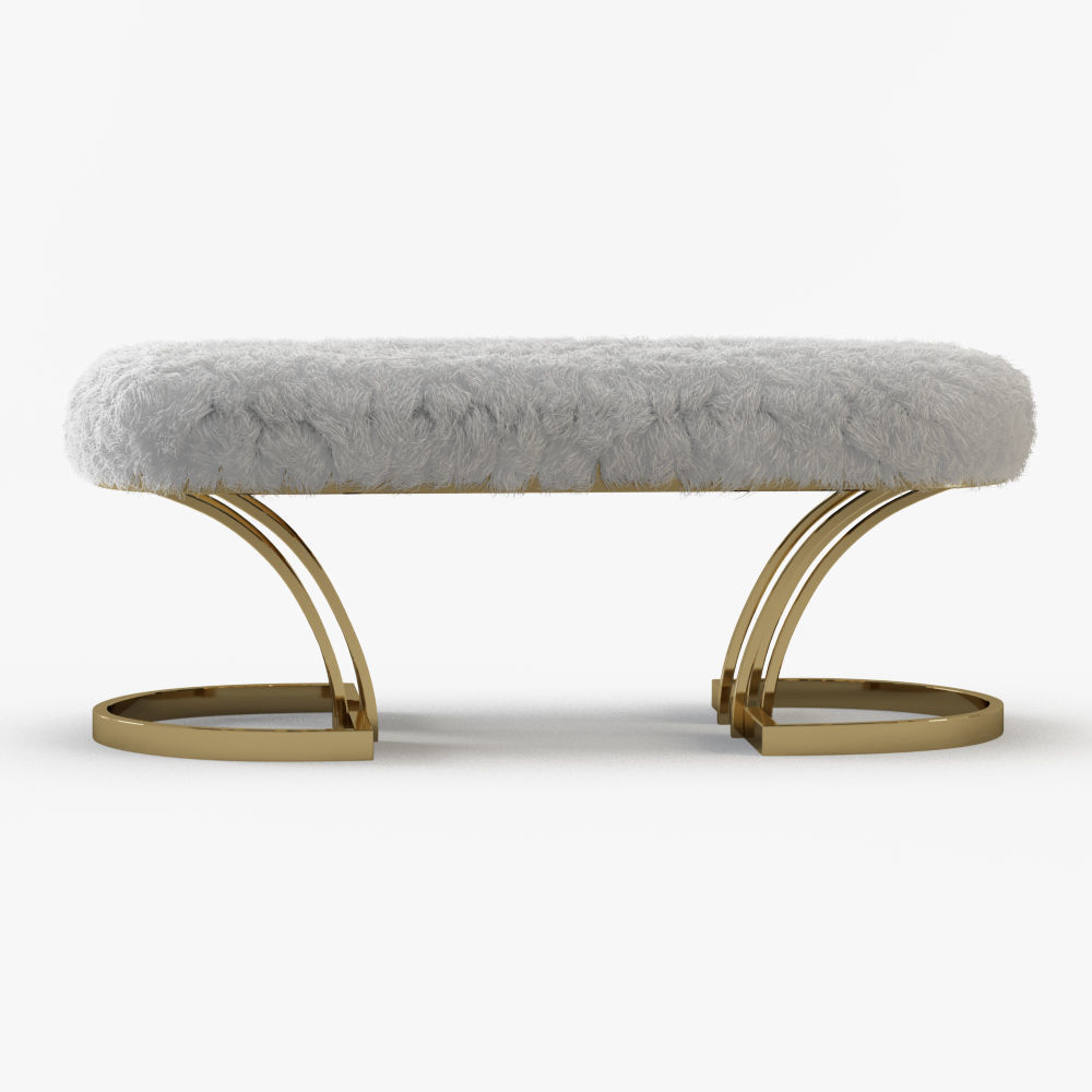 Sheepskin Brass Bench 3D model_1