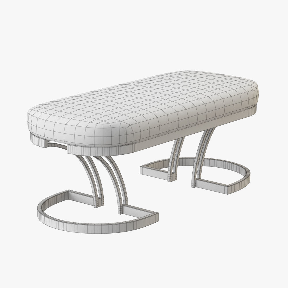 Sheepskin Brass Bench 3D model_3