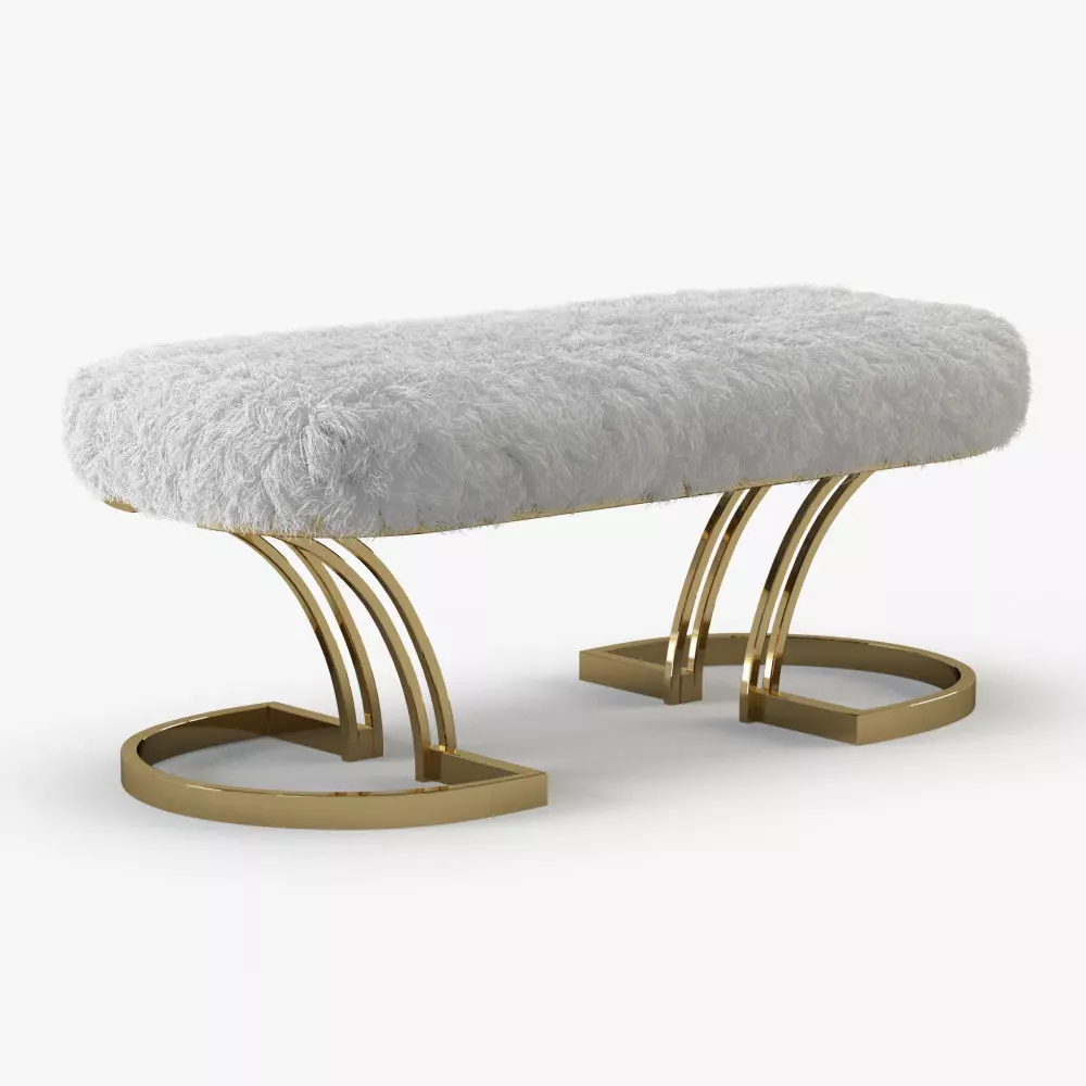 Sheepskin Brass Bench 3D model_0