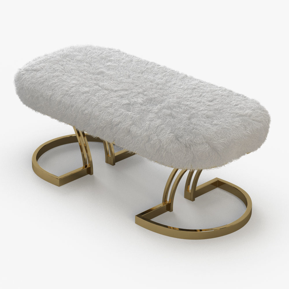 Sheepskin Brass Bench 3D model_2