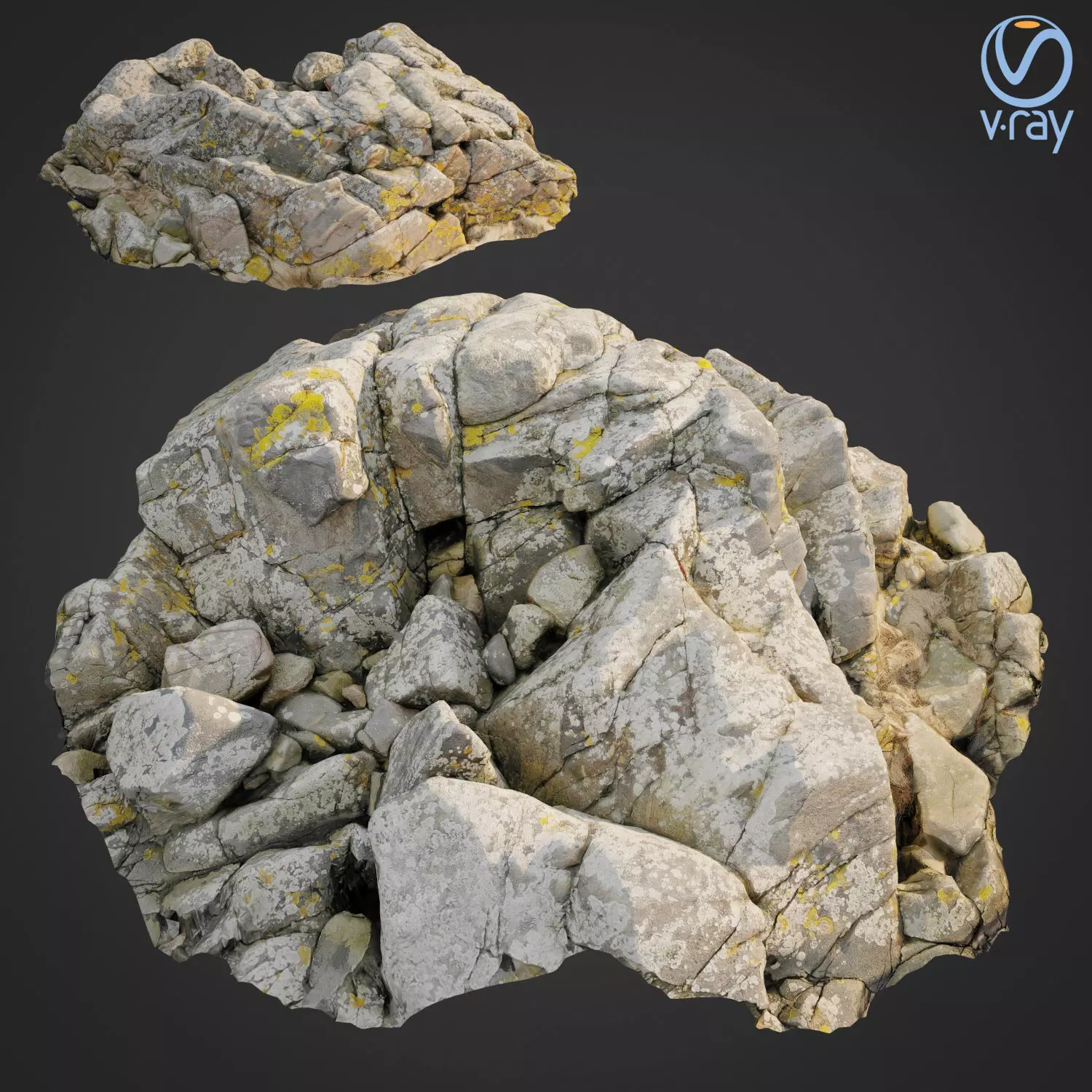 3d scanned rock cliff D2 3D model_0