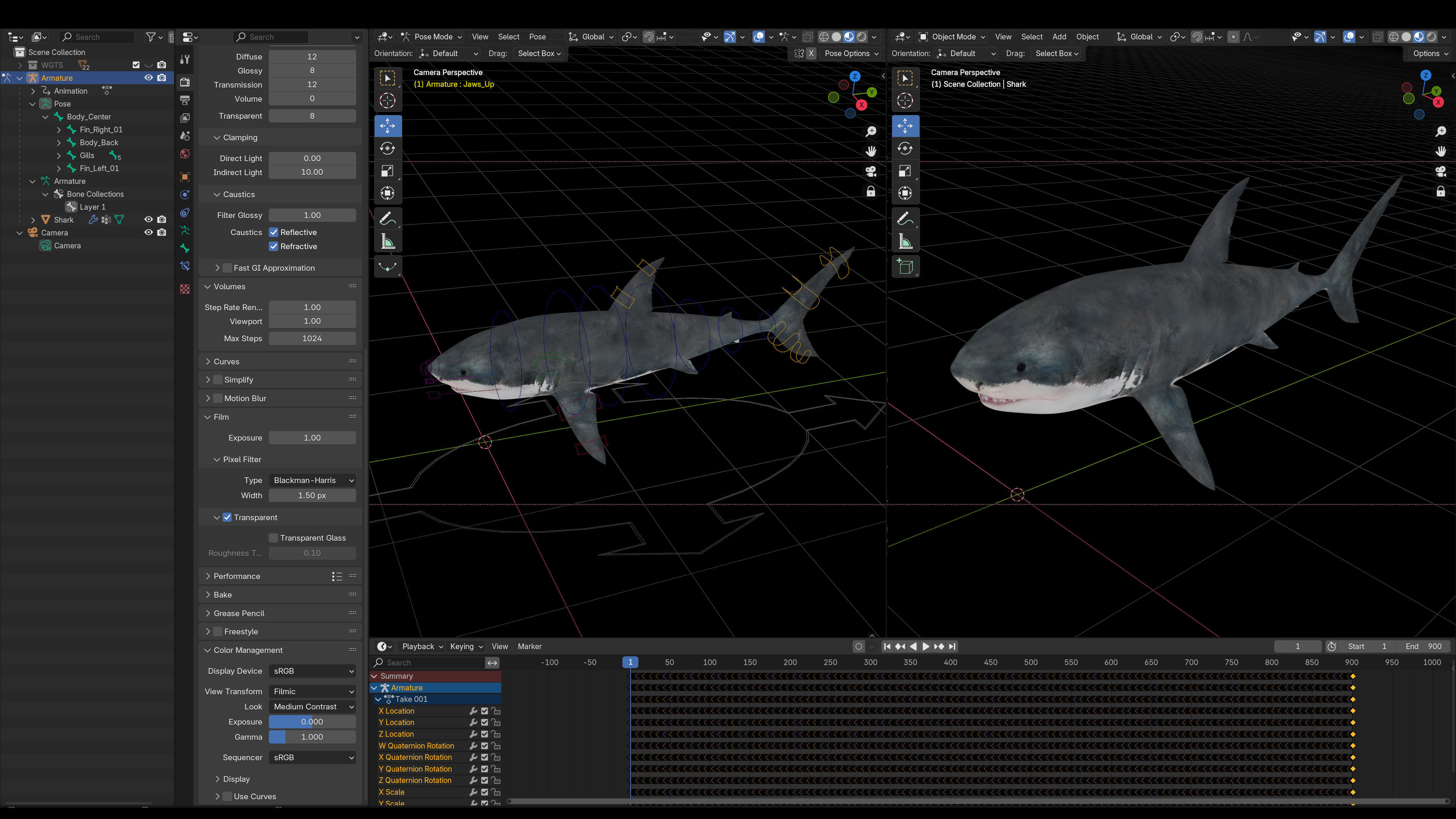 Animated Great White Shark Low-poly 3D model_14