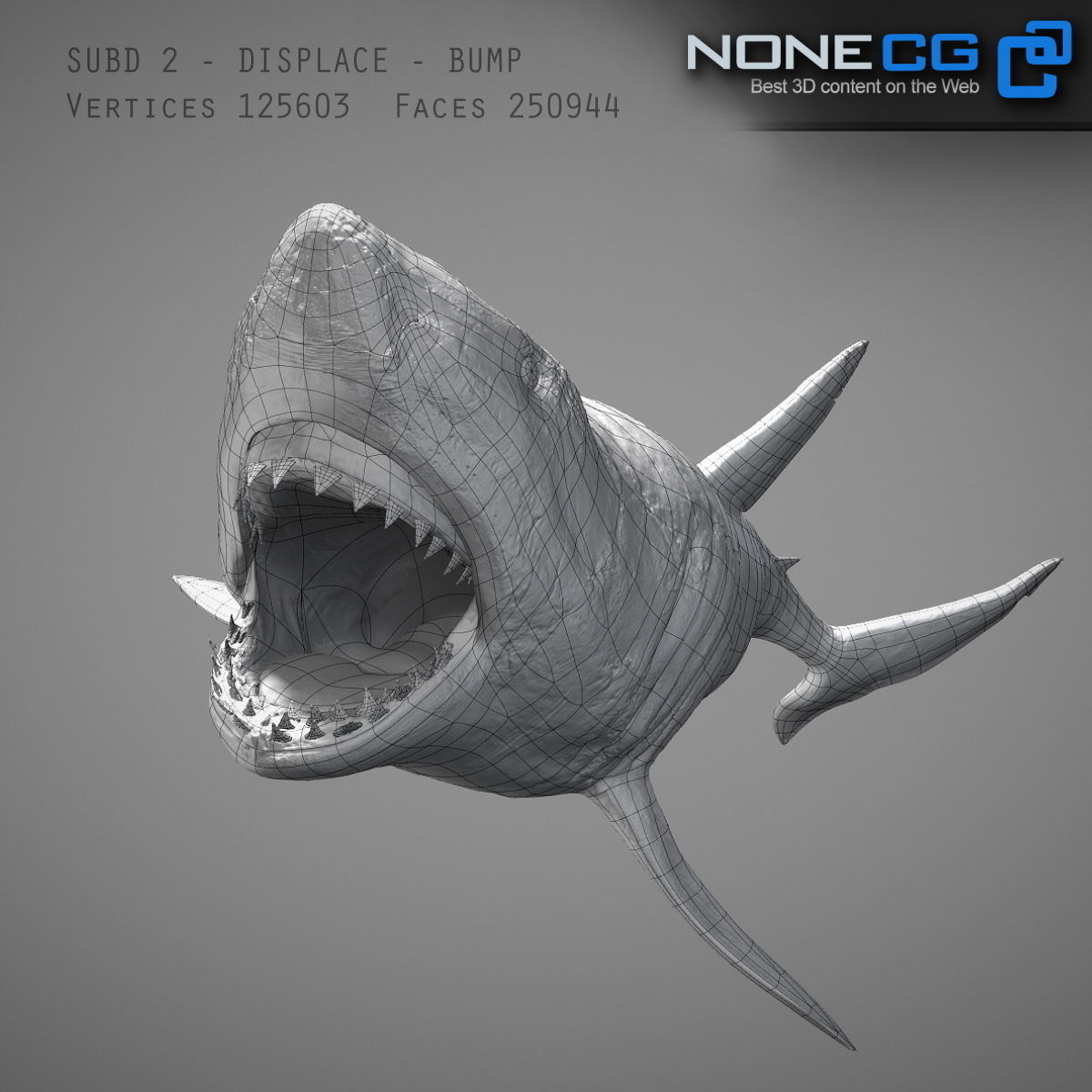 Animated Great White Shark Low-poly 3D model_38