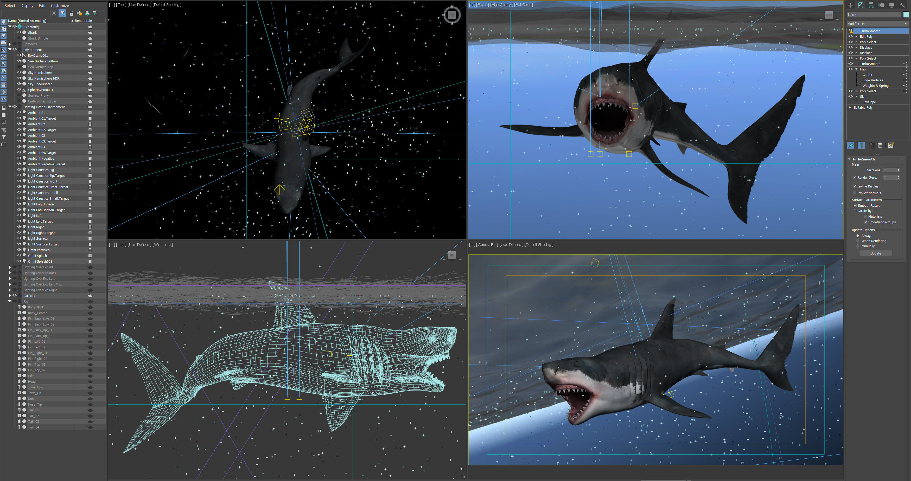 Animated Great White Shark Low-poly 3D model_13