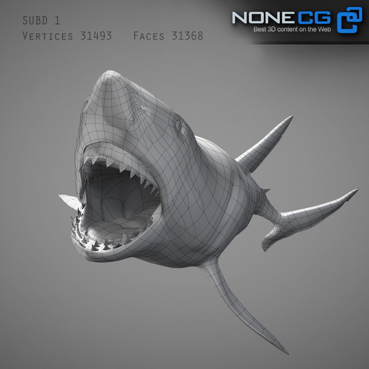 Animated Great White Shark Low-poly 3D model_37