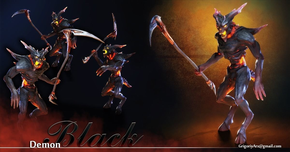 Demon Black Low-poly 3D model_2
