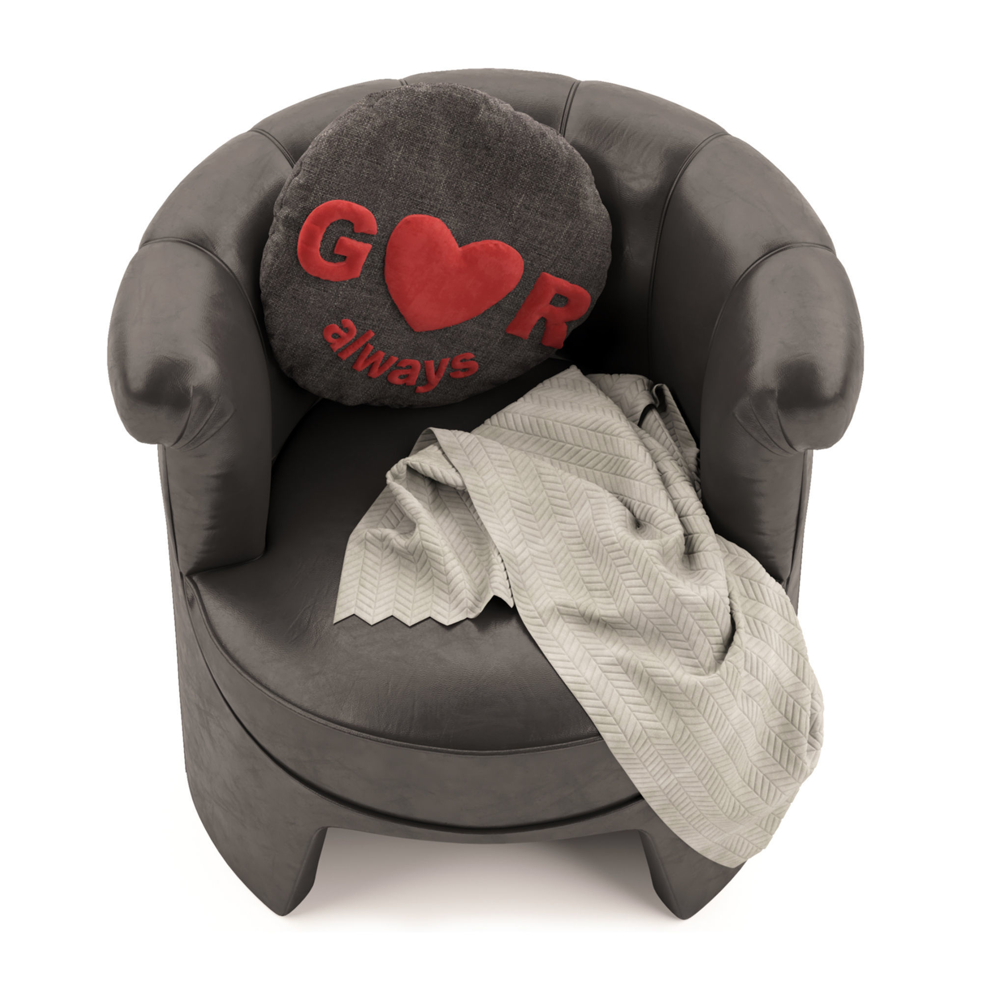 Classic Round Armchair 3D model_2