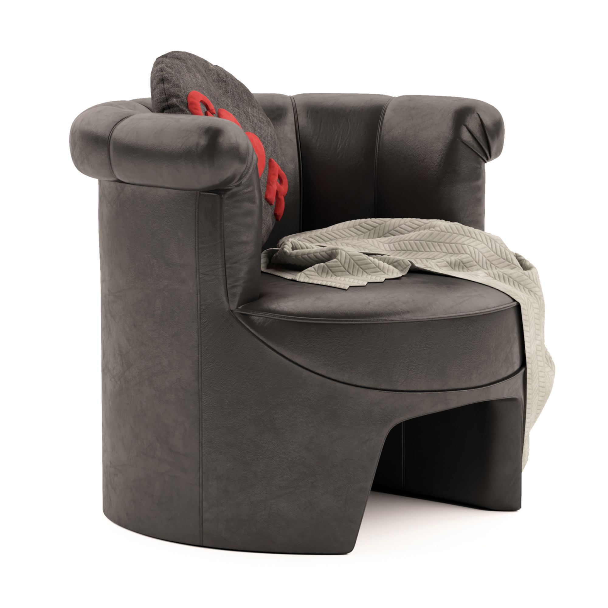 Classic Round Armchair 3D model_1