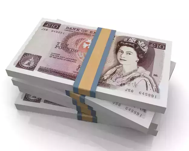 UK Pound Stack 3D model  Low-poly 3D model