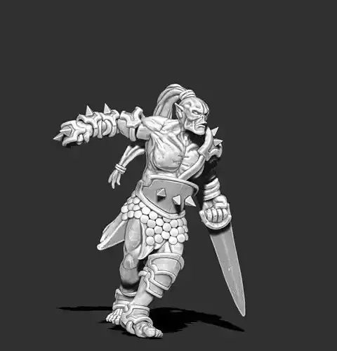 Orc 3D print model - Orc gladiator 35 mm scale