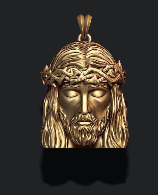 Jesus head pendant 3D print model_6