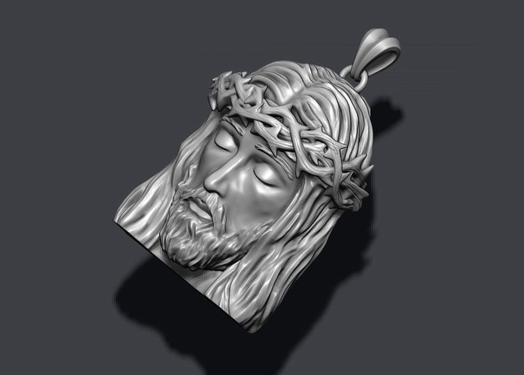 Jesus head pendant 3D print model_7