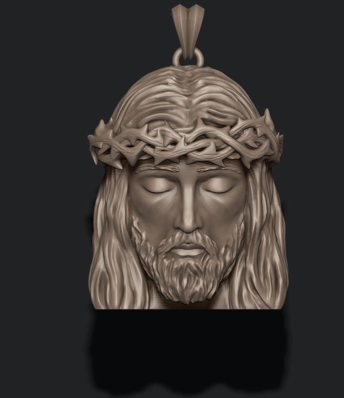 Jesus head pendant 3D print model_9