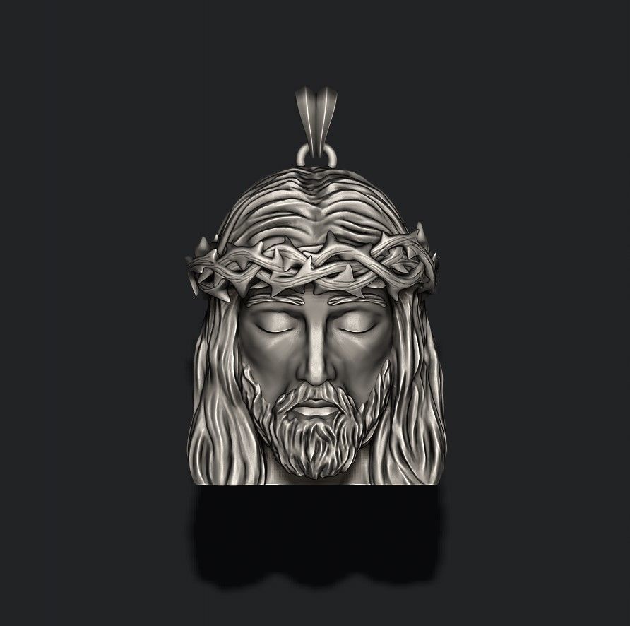 Jesus head pendant 3D print model_1