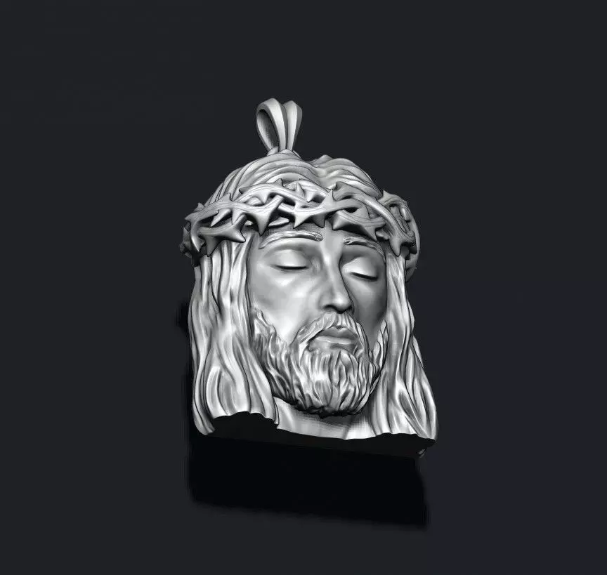 Jesus head pendant 3D print model_0