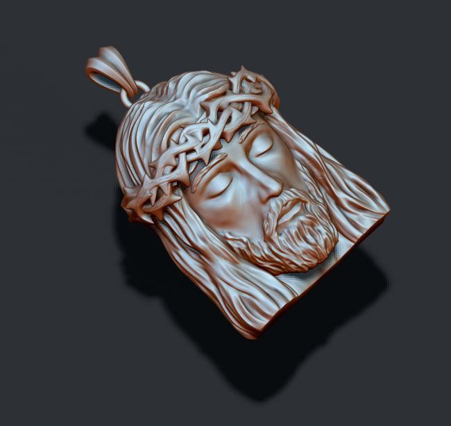 Jesus head pendant 3D print model_10