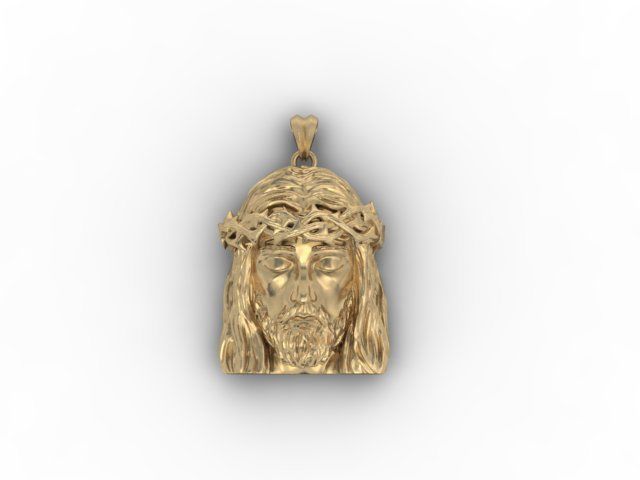 Jesus head pendant 3D print model_8