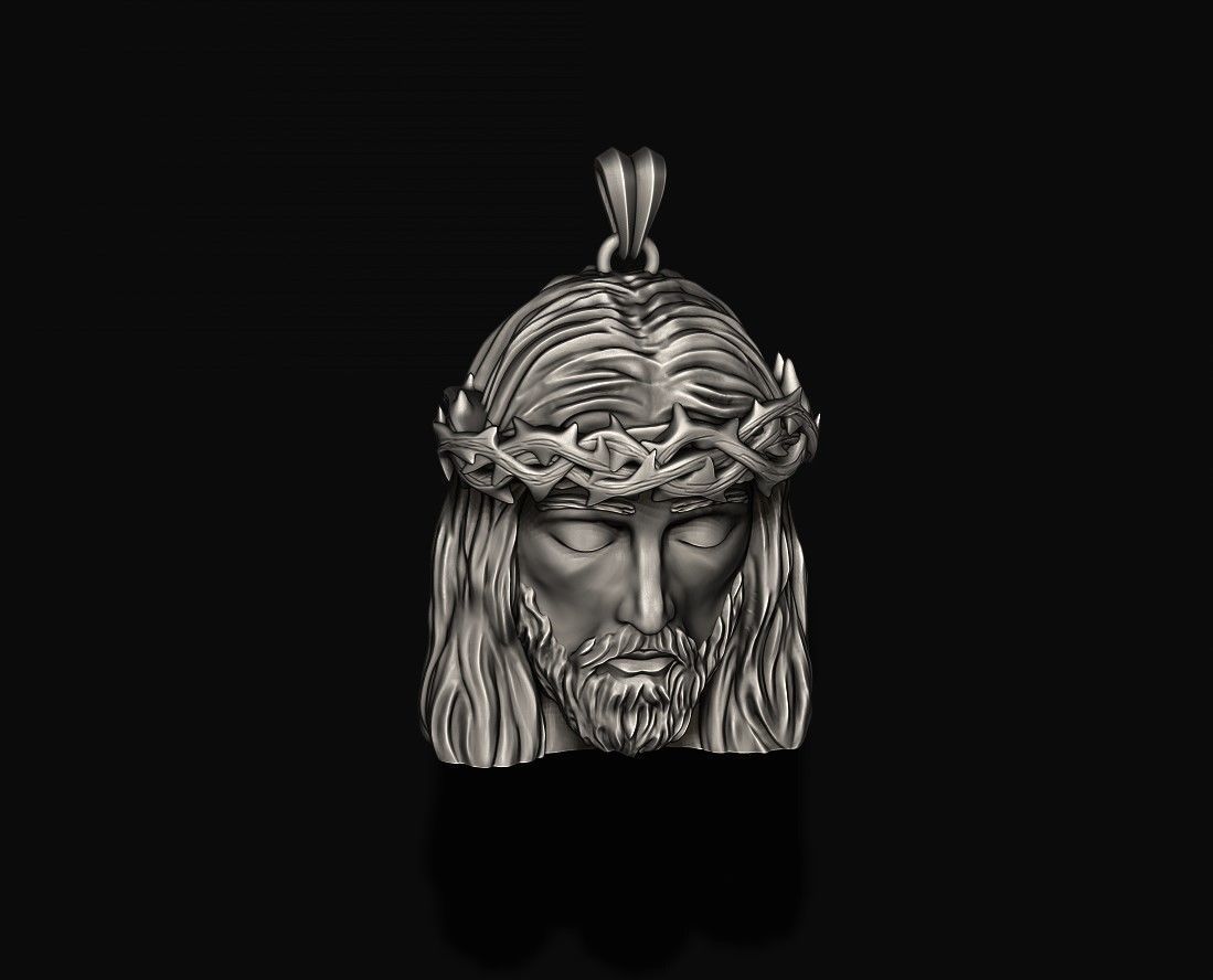 Jesus head pendant 3D print model_2