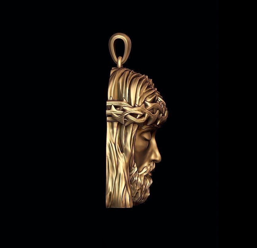 Jesus head pendant 3D print model_3