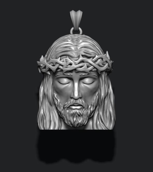 Jesus head pendant 3D print model_5